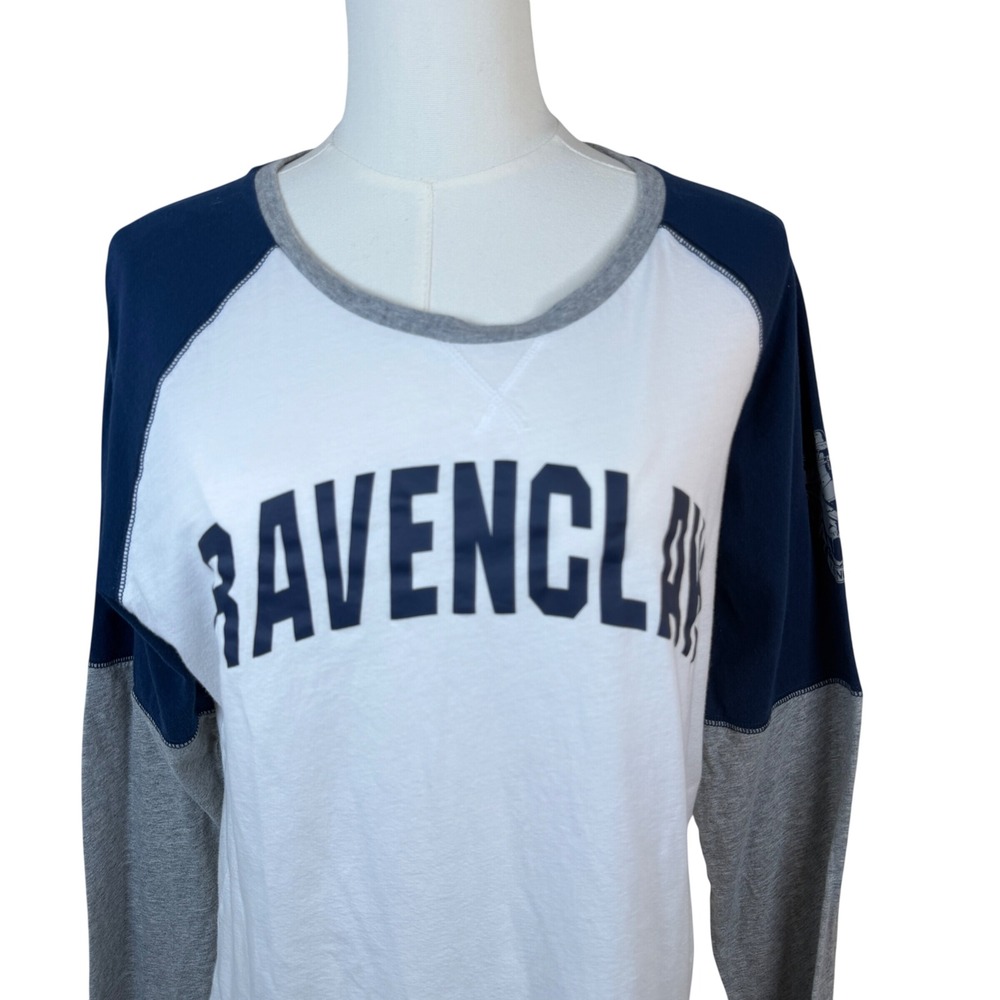 Universal Studios Harry Potter Ravenclaw Raglan Shirt XL White Navy/Grey - Picture 2 of 14
